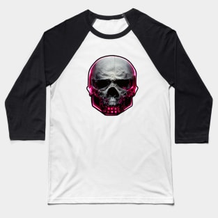 Cyber Neon Skull Baseball T-Shirt